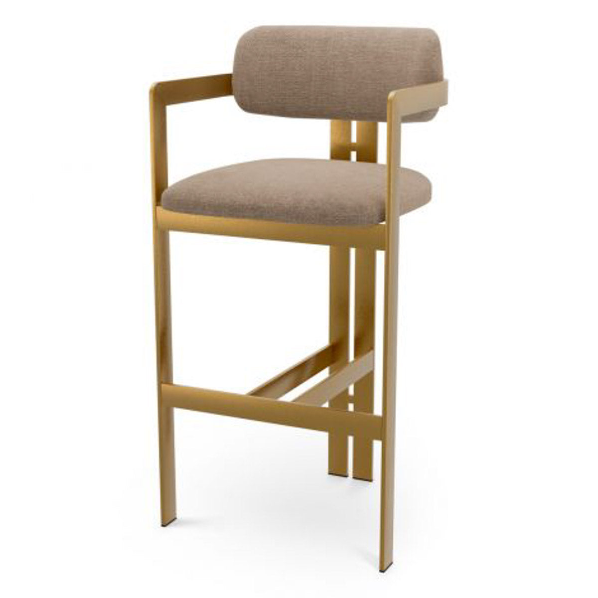 Bar Stool Donato Brushed brass finish | stratfort warm grey 83% rayon | 17% cotton Chairs & Sofas CMA0310 15