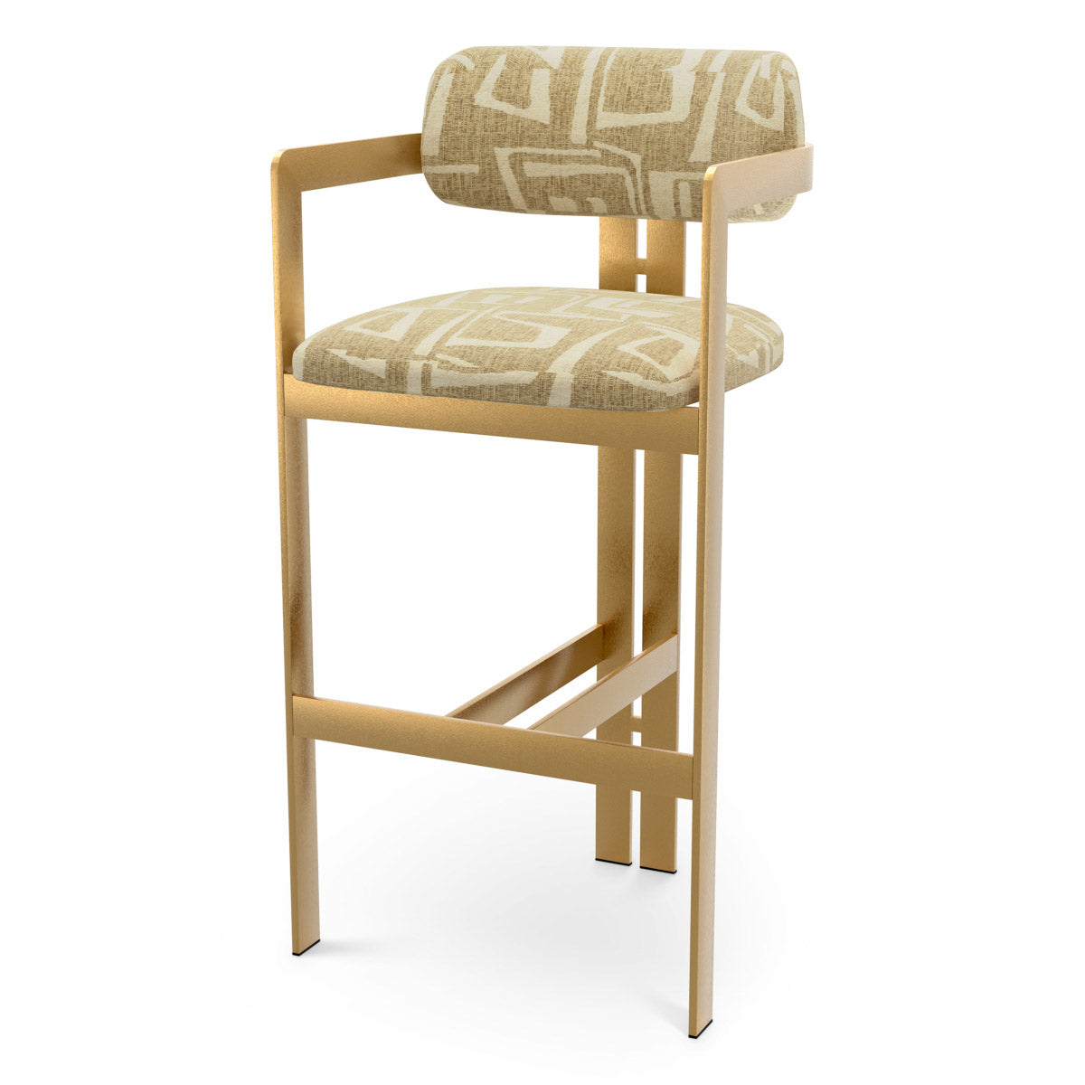 Bar Stool Donato Brushed brass finish | davenport light brown 52% polyester | 48% olefin Chairs & Sofas CMA0315 2