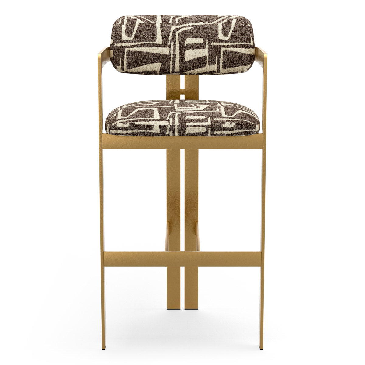 Bar Stool Donato Brushed brass finish | davenport dark brown 52% polyester | 48% olefin Chairs & Sofas CMA0316 3