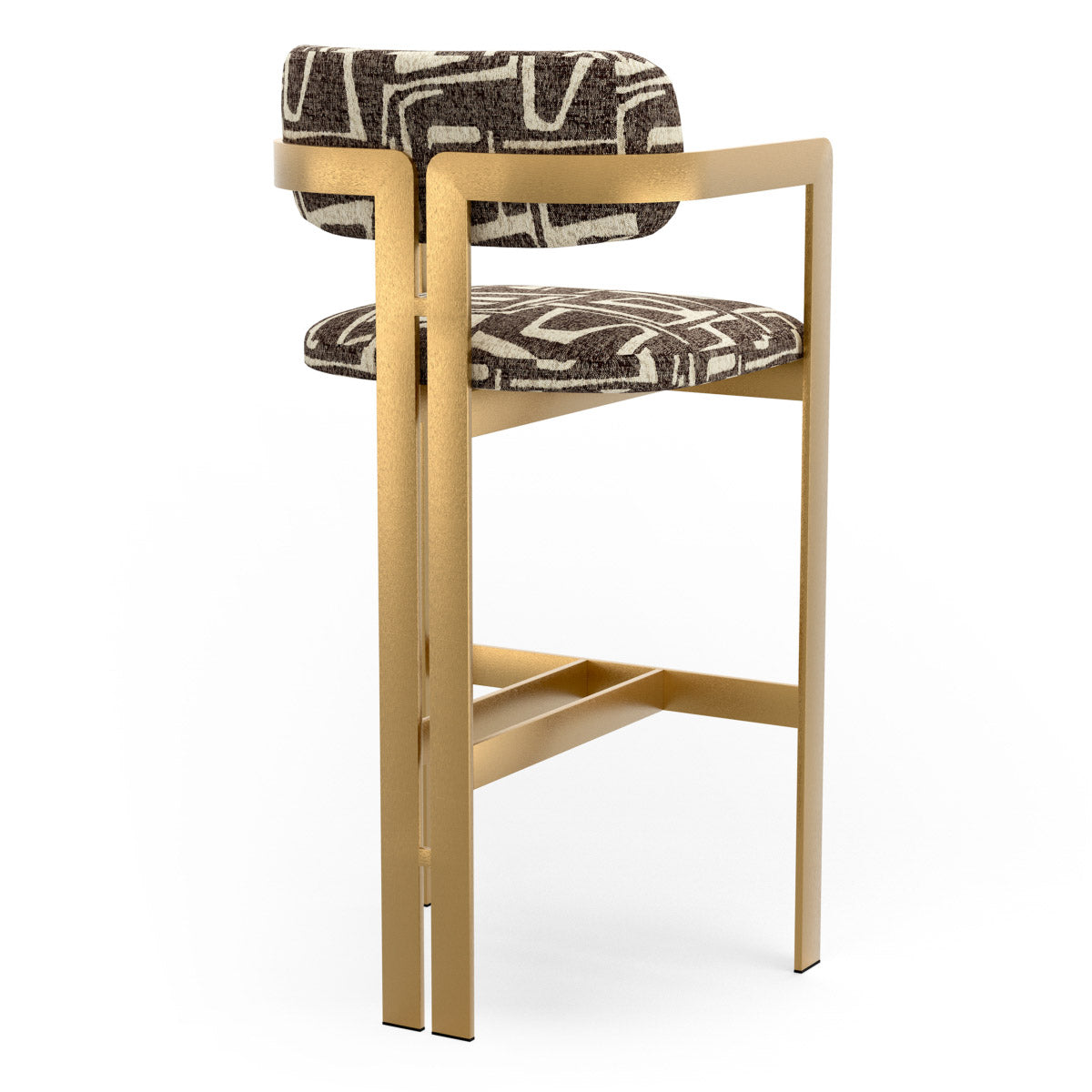 Bar Stool Donato Brushed brass finish | davenport dark brown 52% polyester | 48% olefin Chairs & Sofas CMA0316 4