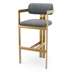 Bar Stool Donato Brushed brass finish | hastings light blue 100% polyester Chairs & Sofas CMA0324 2