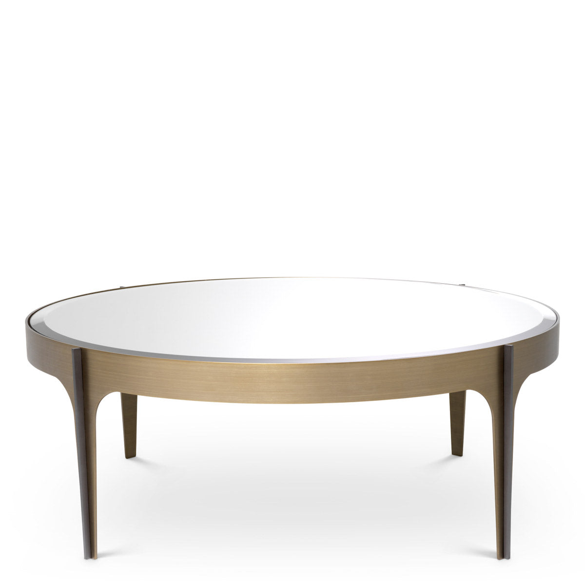 Eichholtz Coffee Table Artemisa S the frame are accentuated by sleek bronze bars on the legs and a round tabletop