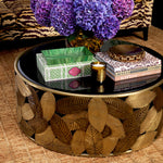 Eichholtz Coffee Table Botanico Its exquisite vintage brass finish, paired with the organic allure of natural cane and sleek