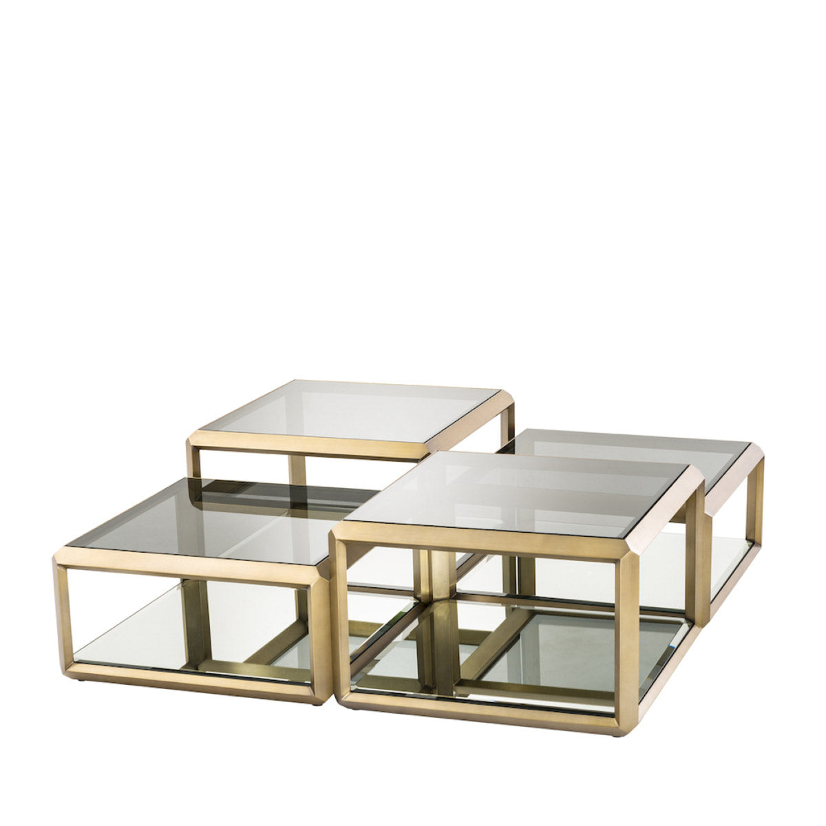 Eichholtz Coffee Table Callum set of 4 Evoke the seductive style of the seventies with the decadent Callum Coffee Table. Its brushed