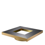 Eichholtz Coffee Table Concorde framed in brushed brass and ecompasses a recessed surface of mirror glass in the middle.