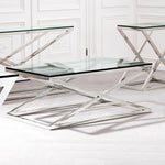 Eichholtz Coffee Table Criss Cross This chic furniture piece comprises a stainless steel frame with a polished finish and comes
