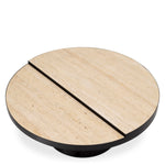 Eichholtz Coffee Table Excelsior Adorned with a captivating bronze finish and a travertine tabletop crafted from nature's own palette,