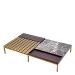 Eichholtz Coffee Table Forma smooth plain slatted top with brushed brass finish. A slight difference in level adds extra
