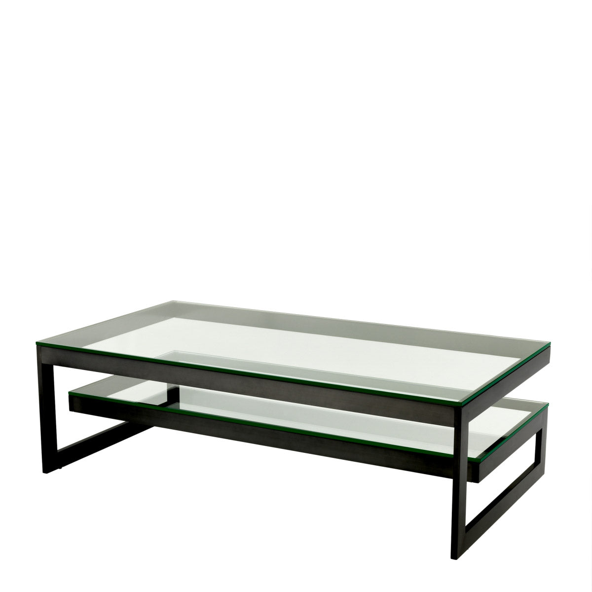 Eichholtz Coffee Table Gamma from stainless steel, it features a bronze finish and a clear glass tabletop. Coffee Table