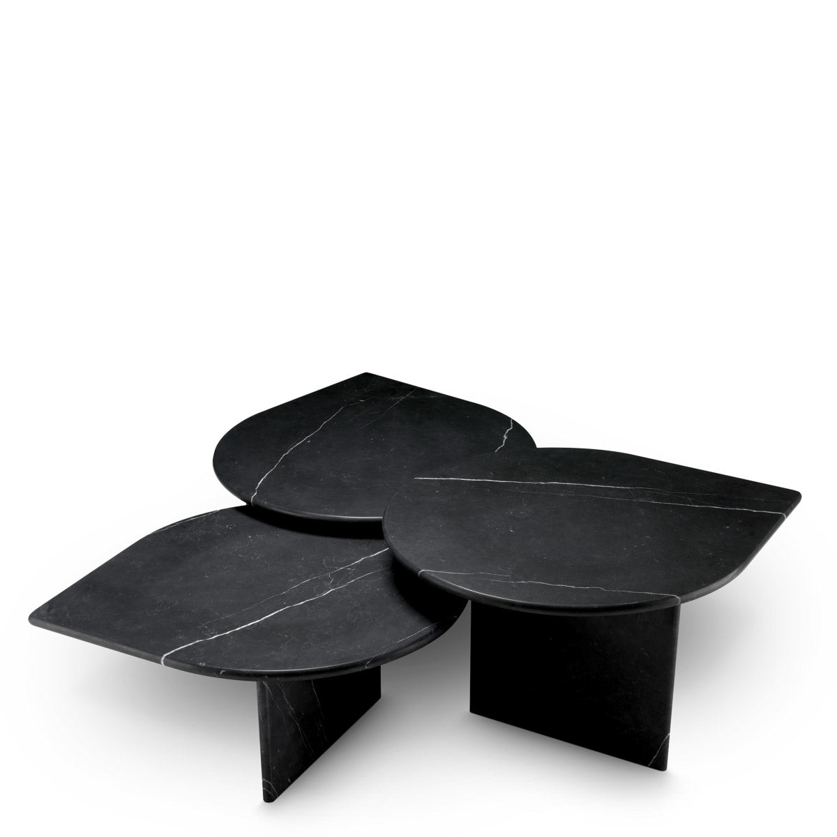 Eichholtz Coffee Table Naples set of 3 from Italian black marble, these different-sized nested tables are a ready match for every interior