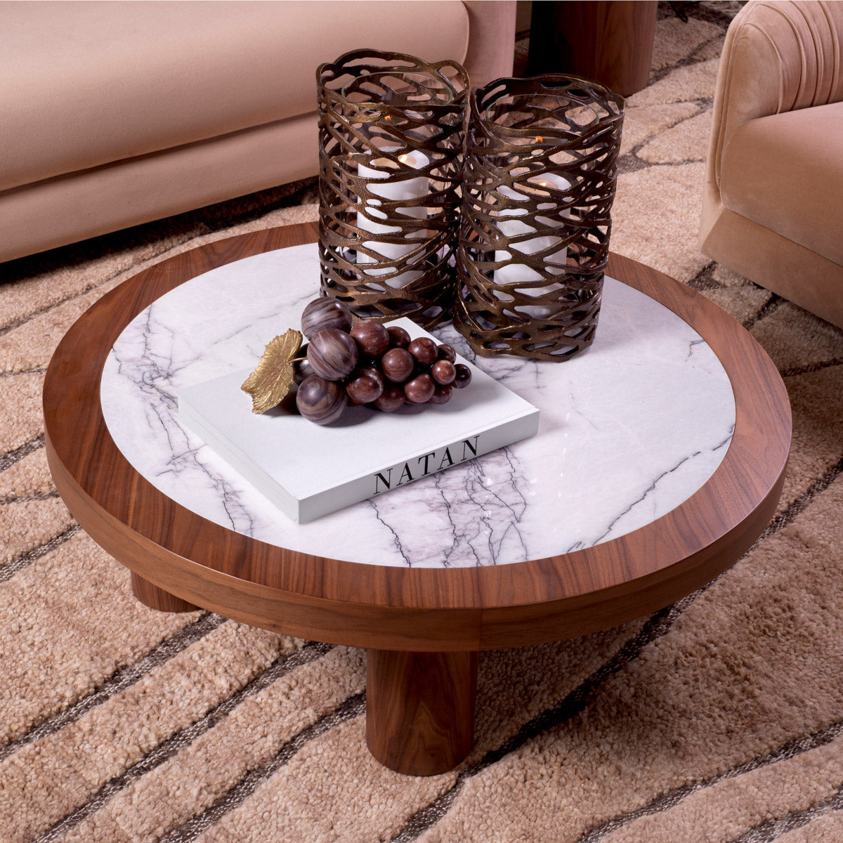 Eichholtz Coffee Table Presedio Lilac marble inlay. This high-end piece captivates with its rich textures and sophisticated design, making