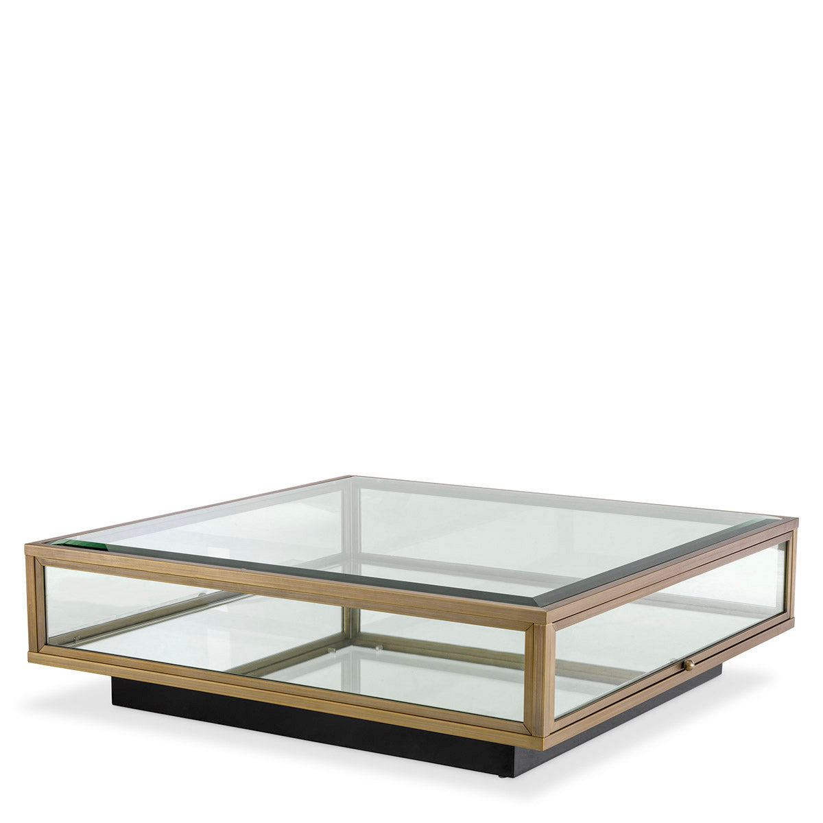 Eichholtz Coffee Table Ryan Brushed brass finish metal twinned with clear bevelled glass give Coffee Table Ryan its timeless