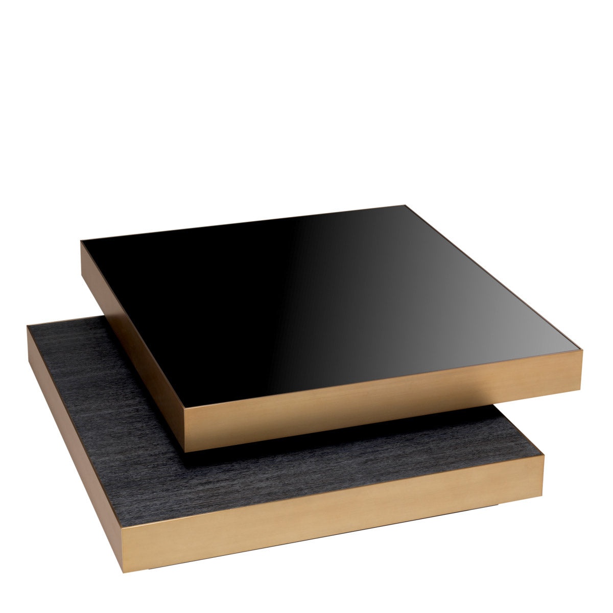 Eichholtz Coffee Table Shelton top of charcoal grey oak veneer, the upper one has a top of black glass.