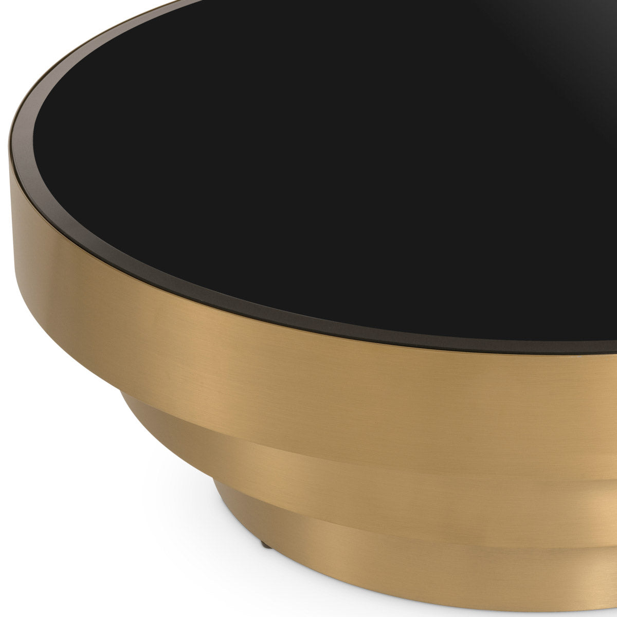 Eichholtz Coffee Table Sinclair coffee table is topped with a round plate of bevelled black glass. Coffee Table Sinclair