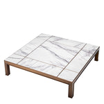 Eichholtz Coffee Table Tardieu a sturdy medium bronze finish frame with an inlaid top of Italian bianco lilac marble.