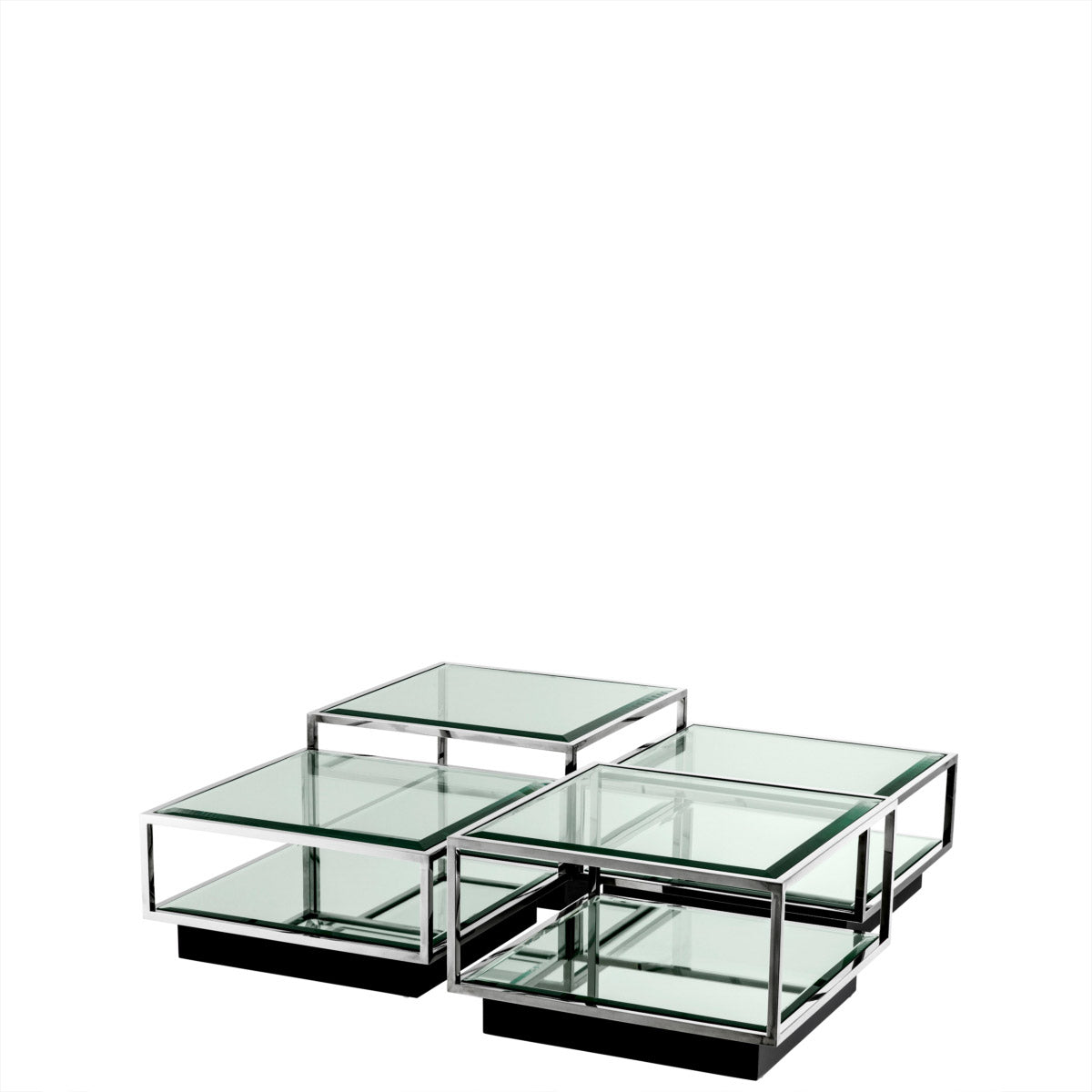 Eichholtz Coffee Table Tortona set of 4 shelf of bevelled mirror glass. Coffee Table Tortona set of 4 Crafted by Eichholtz this