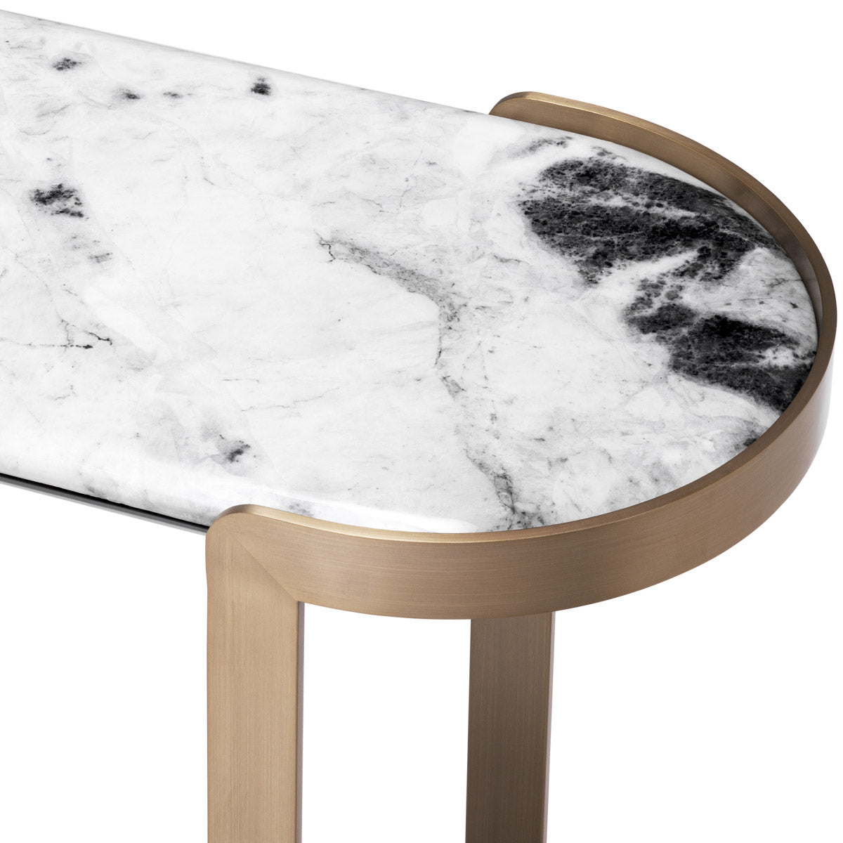 Eichholtz Console Table Fabio pill-shaped tabletop from Barcelona marble. Console Table Fabio Crafted by Eichholtz this console table pairs