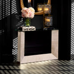 Eichholtz Console Table Fortuna from the finest travertine, each piece is hand-selected to ensure a one-of-a-kind look rich in