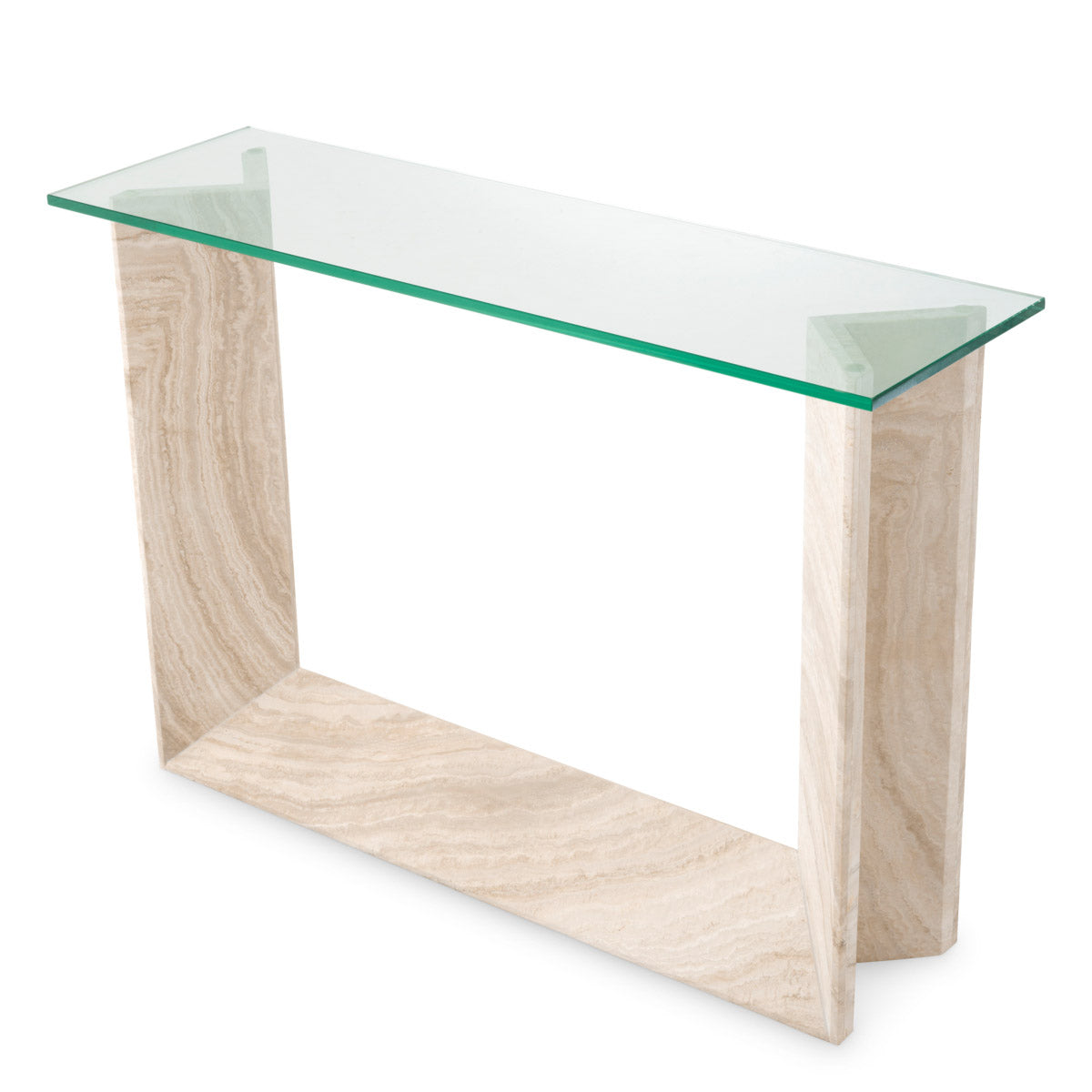 Eichholtz Console Table Fortuna unique character and natural beauty. The clear rectangular glass top adds a touch of glamour