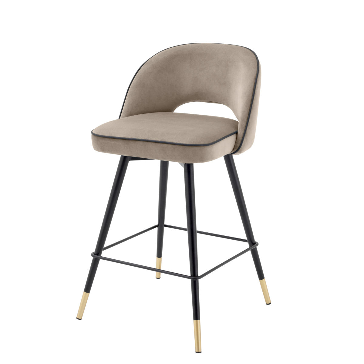 Eichholtz Counter Stool Cliff in a set of 2. Featuring black tapered legs with gold caps, the solid frame