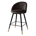 Eichholtz Counter Stool Cooper set of 2 2, the counter stools are wrapped in captivating Roche Dark Grey Velvet with Roche Black
