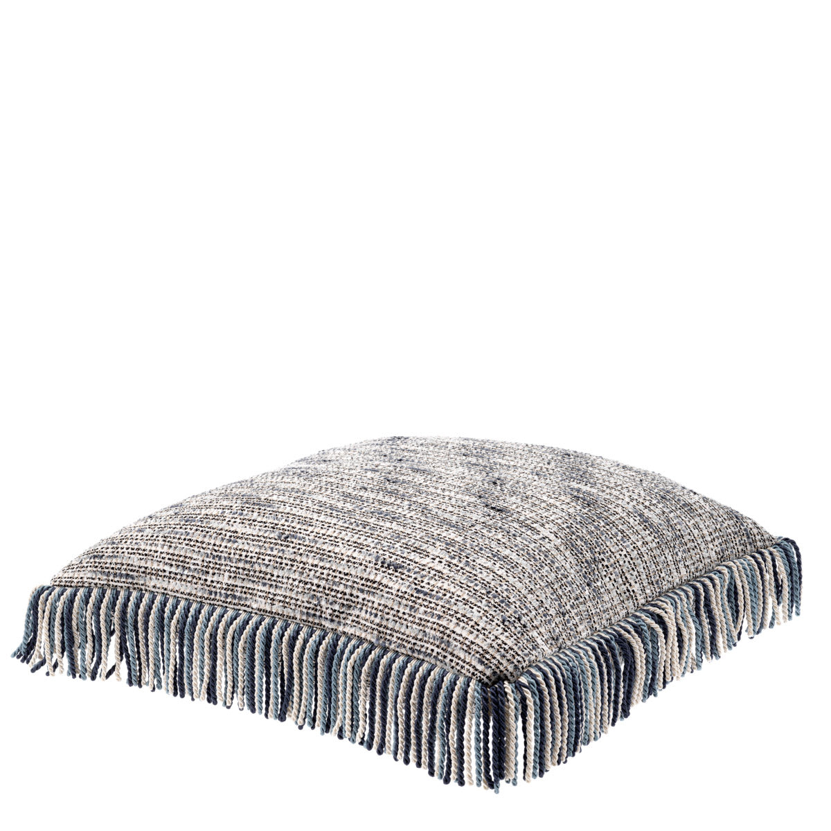 Eichholtz Cushion Dupre L square cushion has rounded corners and a decorative Mademoiselle blue cover with blue fringes. Cushion