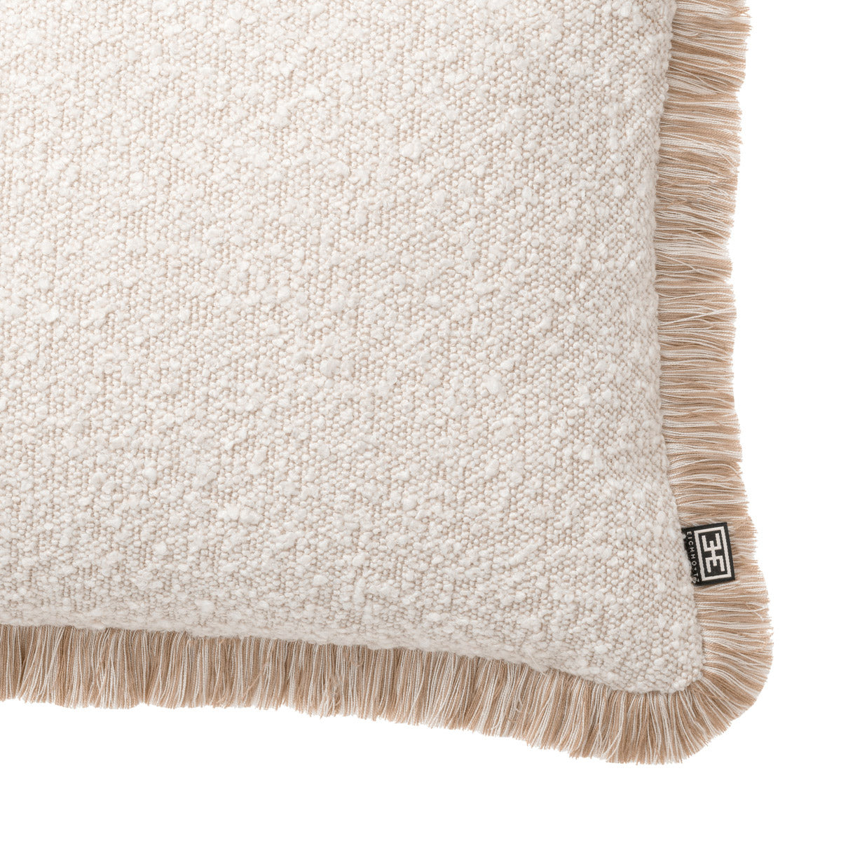 Eichholtz Cushion Nami rectangular fabric that invites touch, bordered with a beige fringe for a timeless aesthetic. Part of