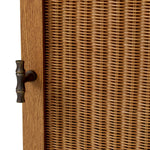 Eichholtz Desk Borchard Borchard, crafted in a rich caramel oak veneer that envelops rattan paneling. This piece seamlessly