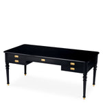 Eichholtz Desk Wimbledon four slender balusters shaped legs and five drawers is finished in a black waxed finish.