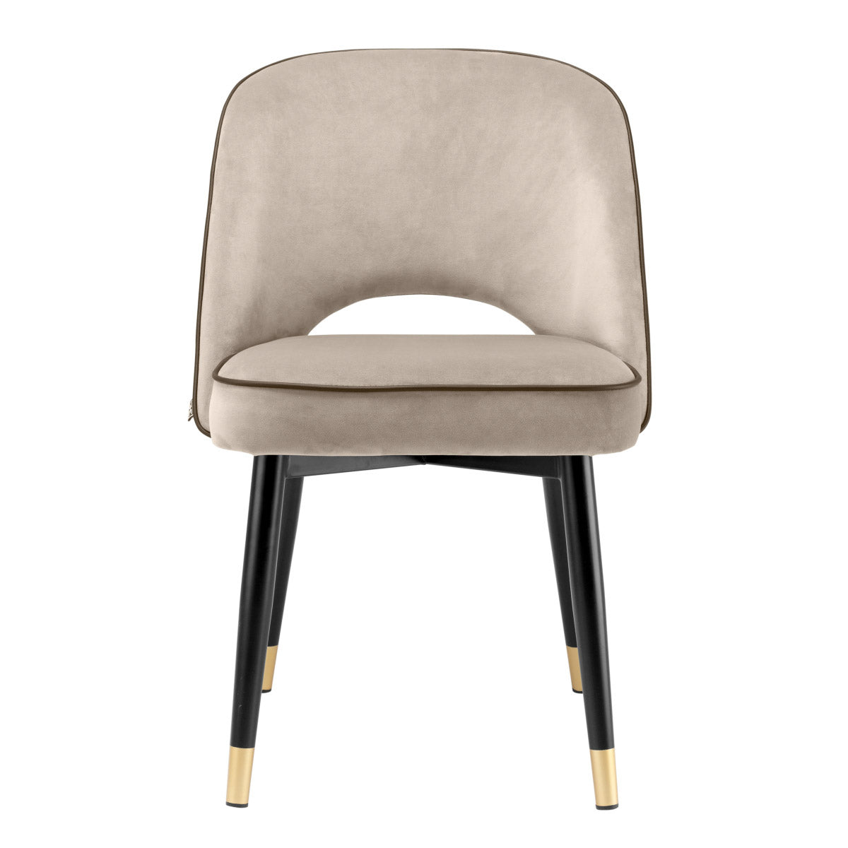 Eichholtz Dining Chair Cliff open at the bottom before the seat. Its stylish silhouette is accentuated with black faux