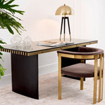 Eichholtz Dining Chair Clubhouse features a stylish frame in a brushed brass finish with a backrest that blends seamlessly