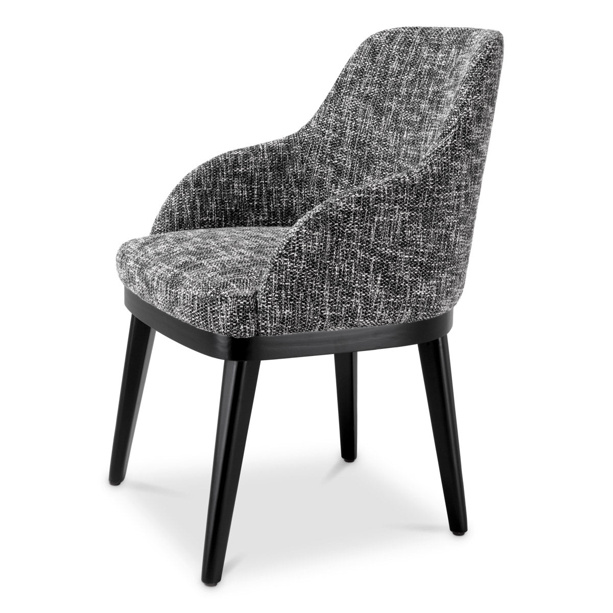 Eichholtz Dining Chair Costa with arm and a Cambon black upholstery, the high backrest ensures this chair is as comfortable as