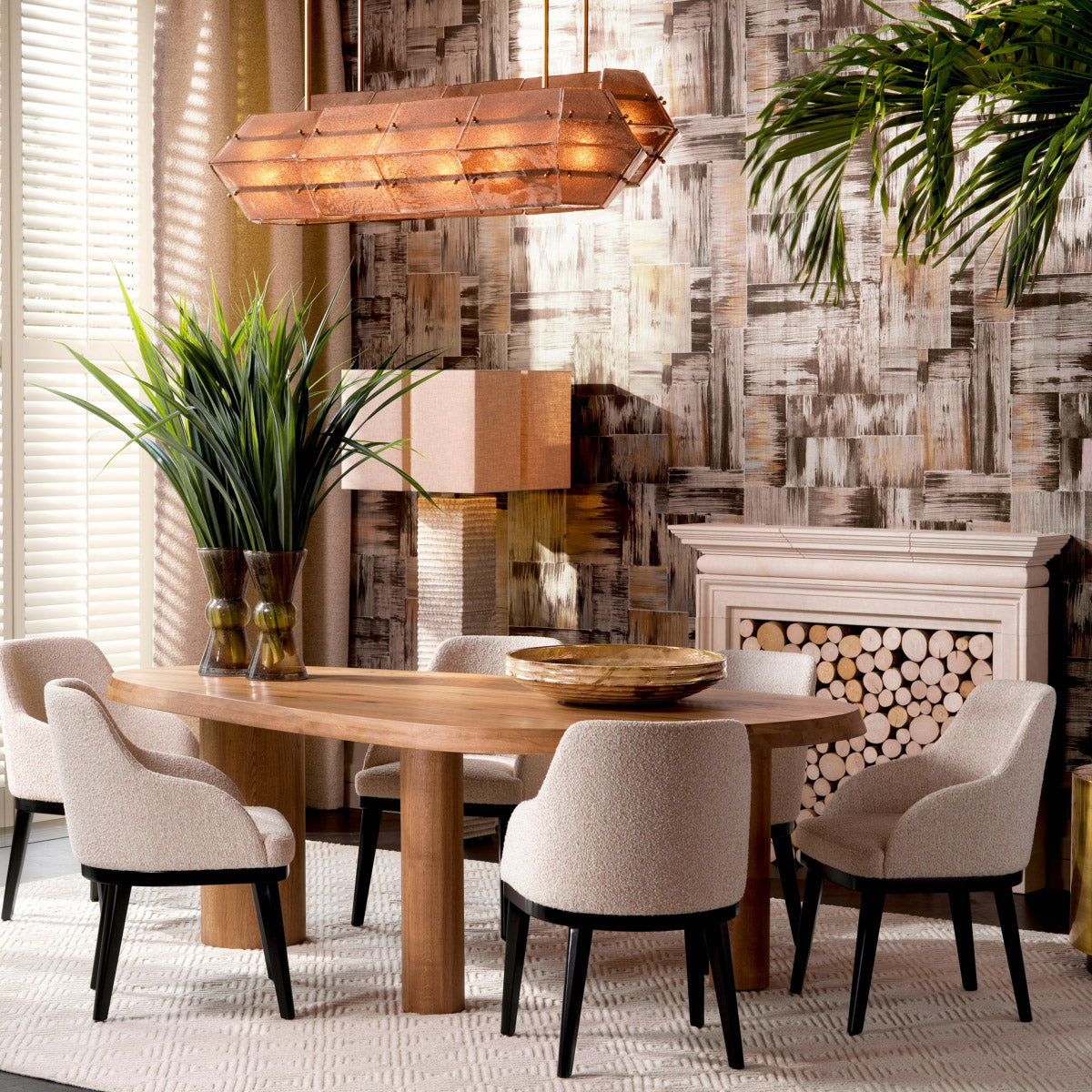 Eichholtz Dining Chair Costa with arm sophisticated bouclÃ© chalk white fabric and sleek black legs, this exclusive piece enhances any di...