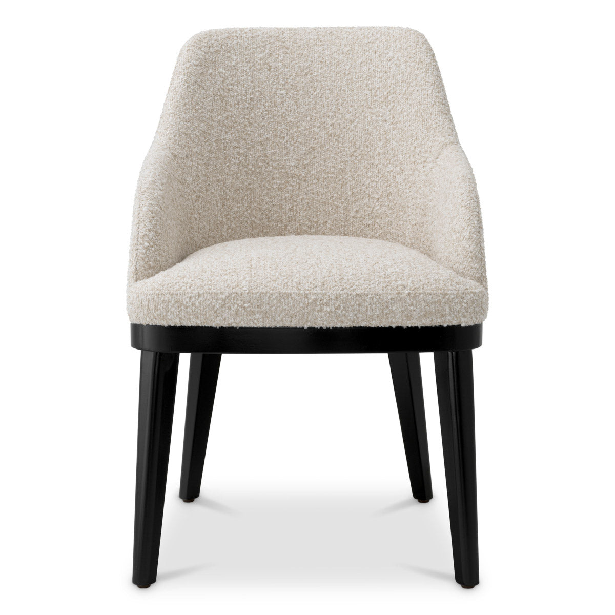 Eichholtz Dining Chair Costa with arm space. The fabric is GRS certificated and contains 50% recycled polyester, showcasing a commitment to