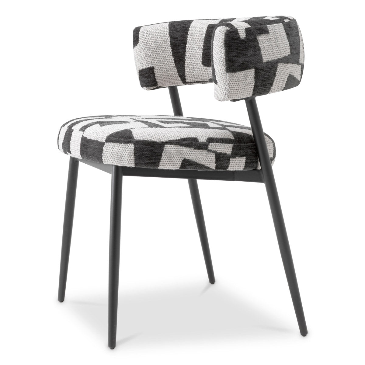 Eichholtz Dining Chair Folsom craftsmanship, this iconic piece features bold Brooklyn black fabric and sleek black legs. The combination