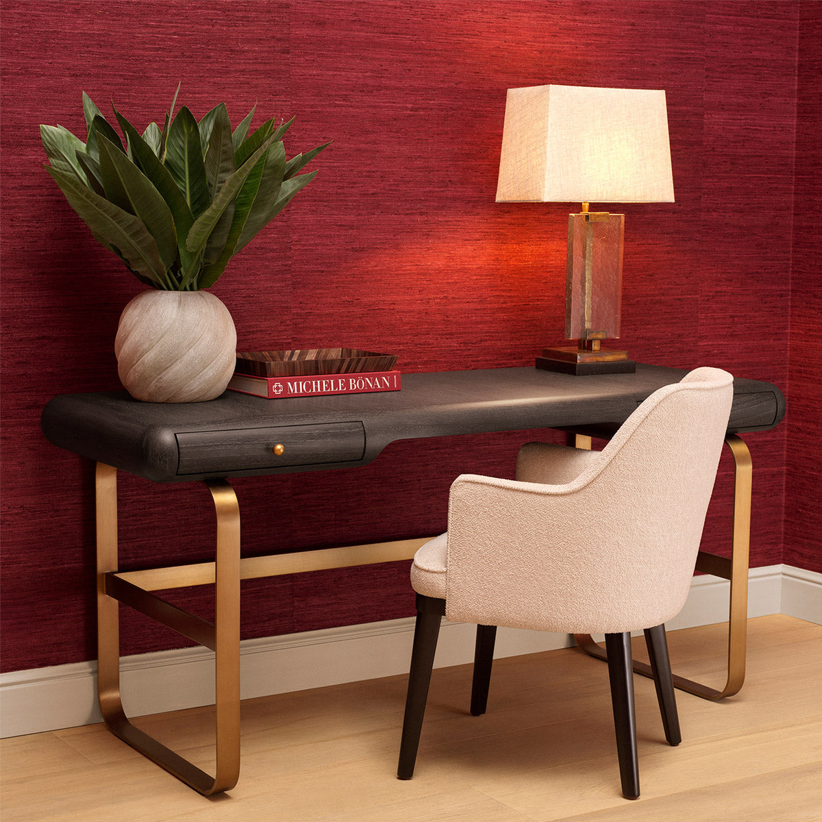 Eichholtz Dining Chair Lavinia sophisticated black finish on its wooden legs enhances its refined silhouette, making it a perfect