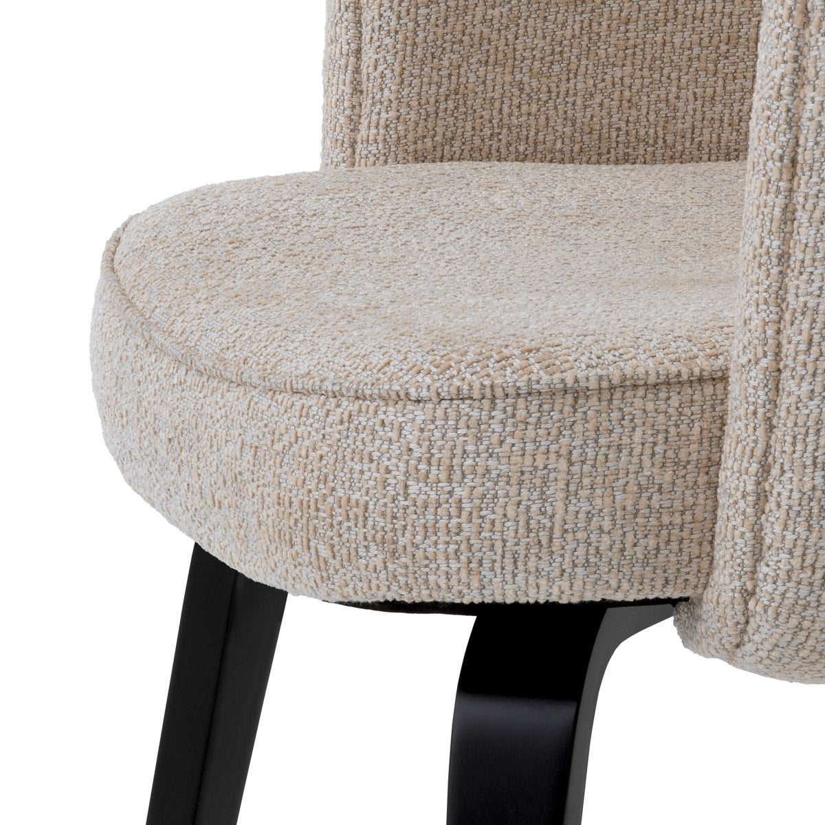 Eichholtz Dining chair Park and luxurious Uptown aesthetic. Presented in an ultra-soft Palmer Beige and with crafted black legs,