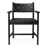 Eichholtz Dining Chair Tiberio with arm Sumptuous black leather seats interlace seamlessly, creating a sophisticated woven design atop sl...