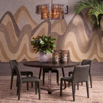 Eichholtz Dining Table Cambronne mocha oak veneer and an artful bronze-finished cast aluminum base. Its elegant, hammered pattern exudes