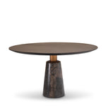 Eichholtz Dining Table Genova mocha oak veneer tabletop and grey marble base, this round dining table is a ready