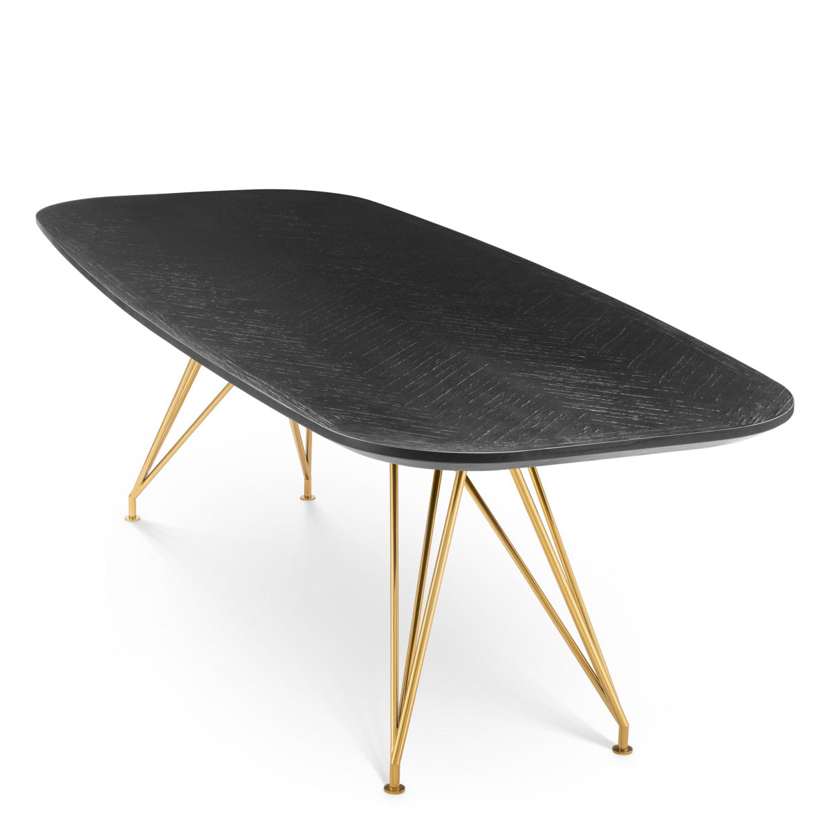 Eichholtz Dining Table Levante brass finish legs add a touch of opulence, accentuating the table's unique aesthetic. Whether hosting