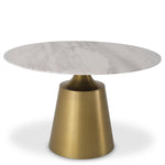 Eichholtz Dining Table Nathan With its round marble top of white marble and tapered brass base, Dining Table Nathan
