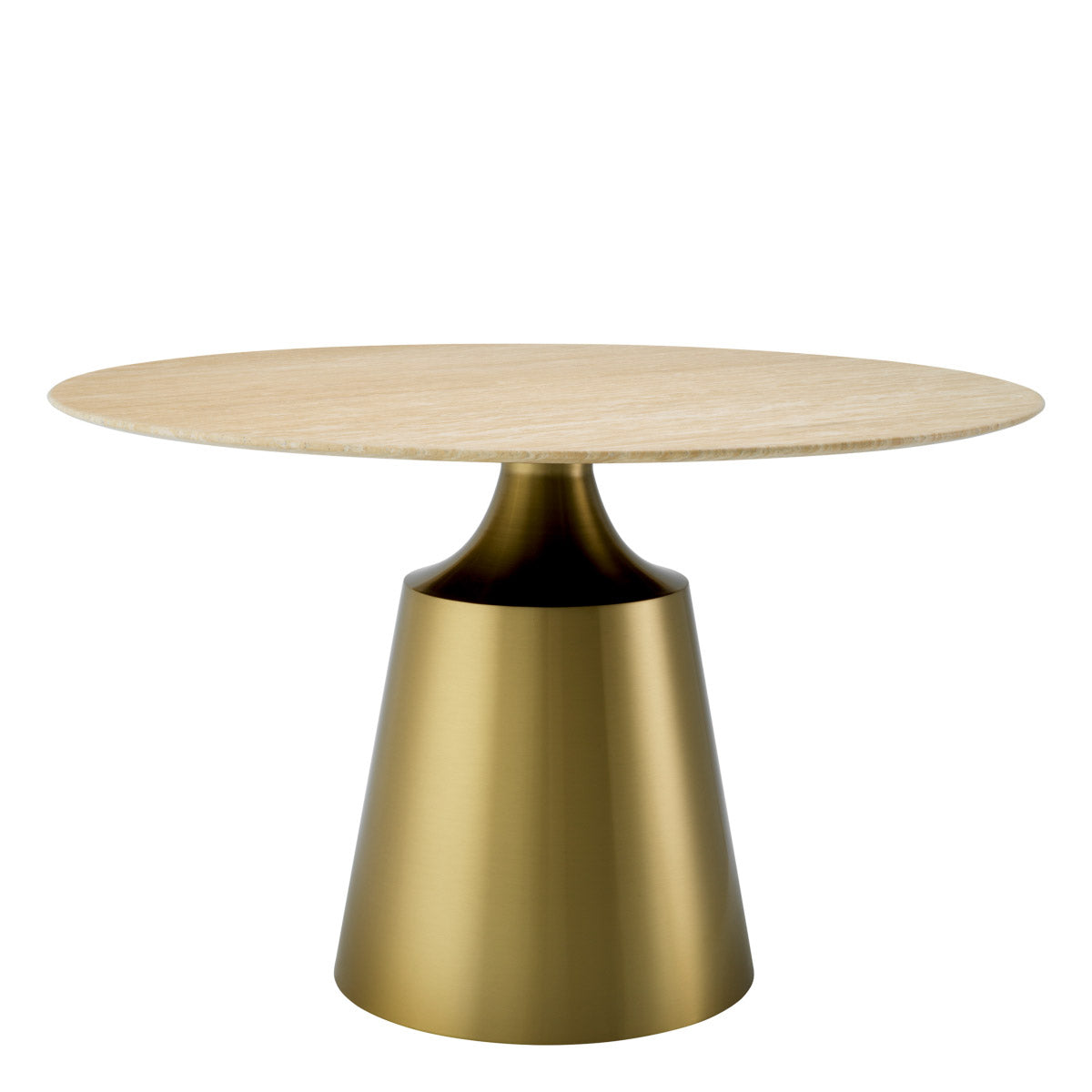 Eichholtz Dining Table Nathan elegance of the stainless steel base is accentuated by the warmth of the brushed brass