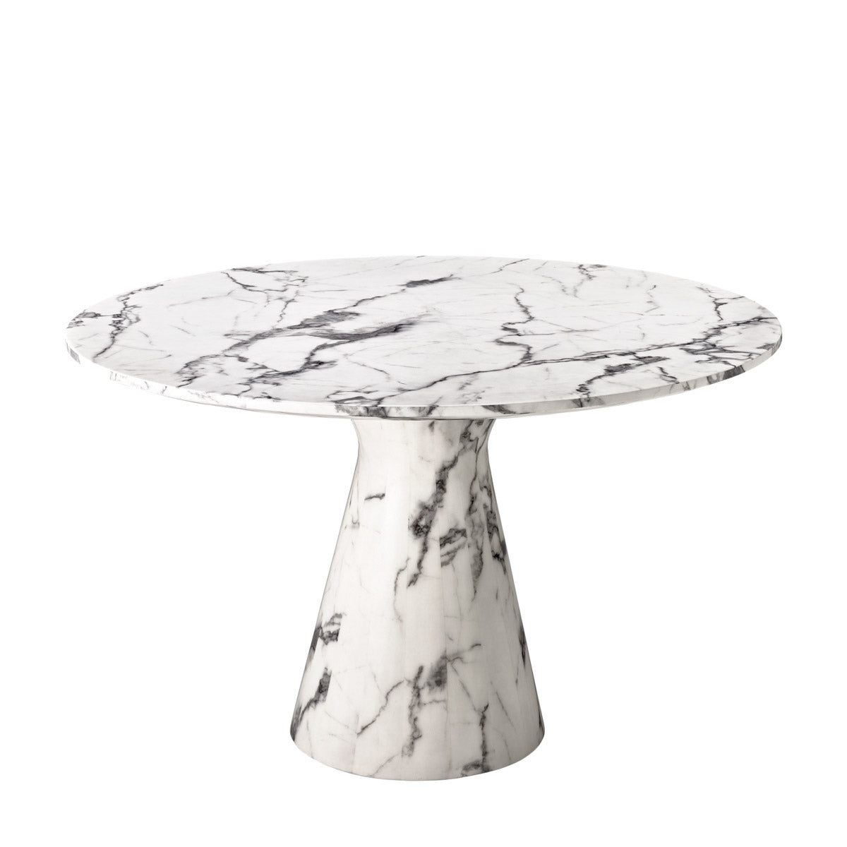 Eichholtz Dining Table Turner The remarkable Turner Dining Table is crafted from white faux marble and features characteristic black