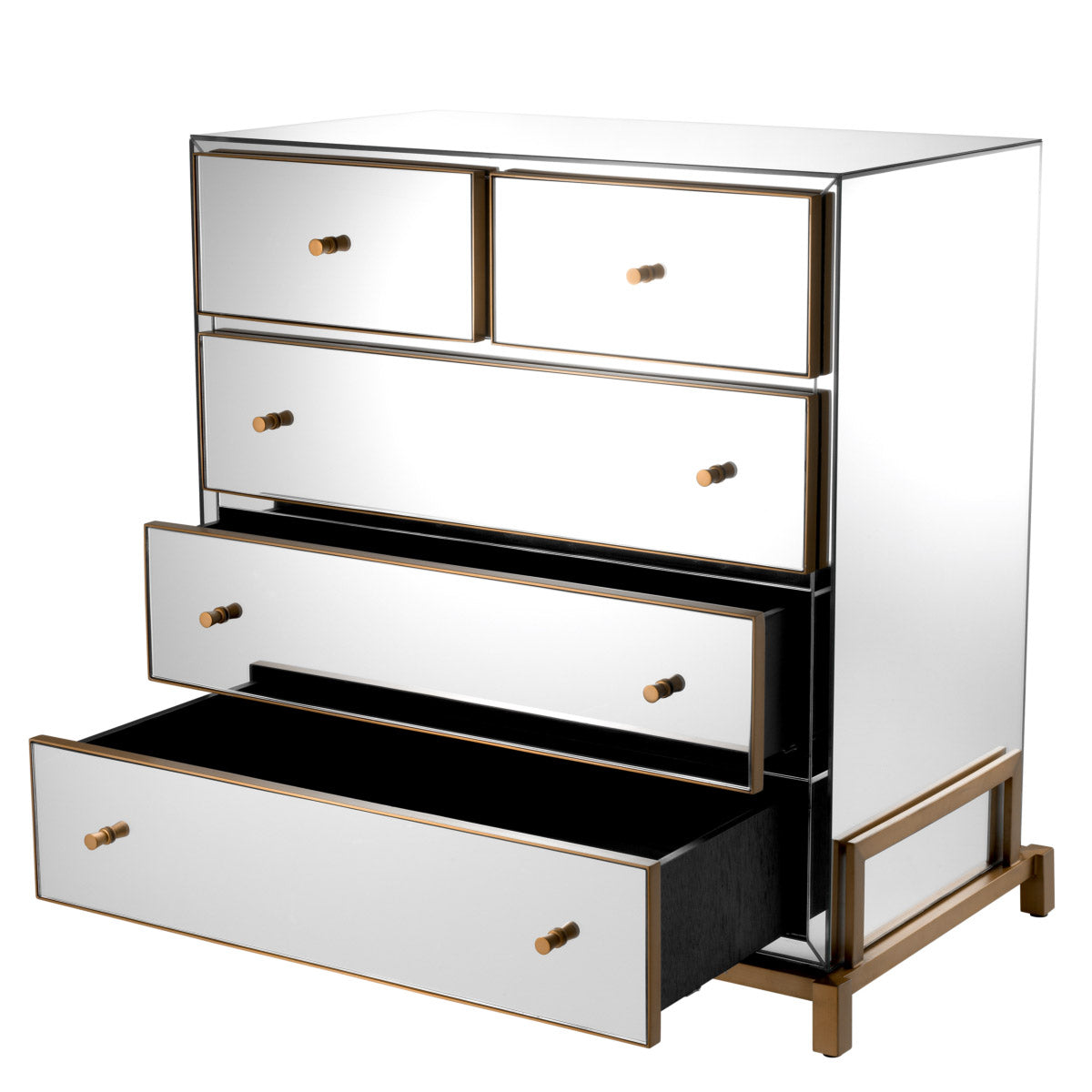 Eichholtz Drawer Chest Clarington bed linen or accessories. Its 4-legged base and its knobs have a brushed brass finish.