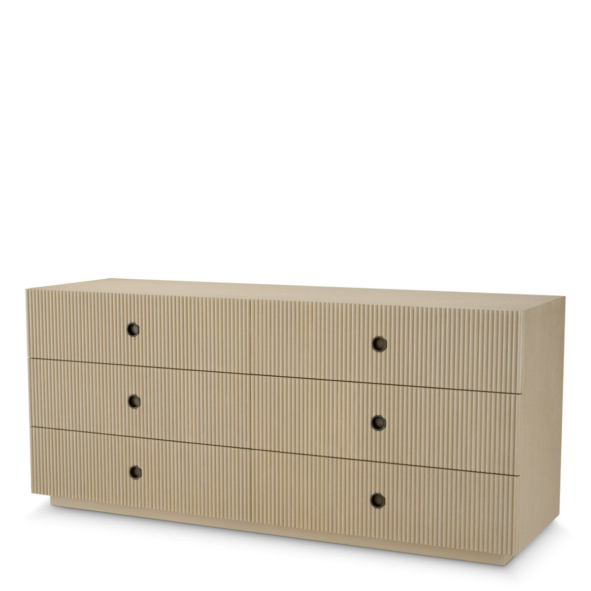 Eichholtz Drawer Chest Dimitrios Unveil sophistication with the Drawer Chest Dimitrios in washed oak veneer. Featuring elegant ribbed wood