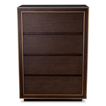 Eichholtz Drawer Dresser Camelot Tall brown oak veneer with a brushed brass finish, this high dresser exudes sophistication. Redefine your