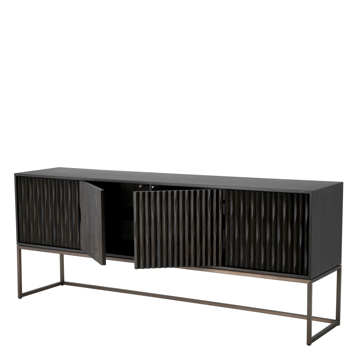 Eichholtz Dresser Brayden Brayden has it all. Standing on a sleek bronze finish frame, this chic charcoal grey