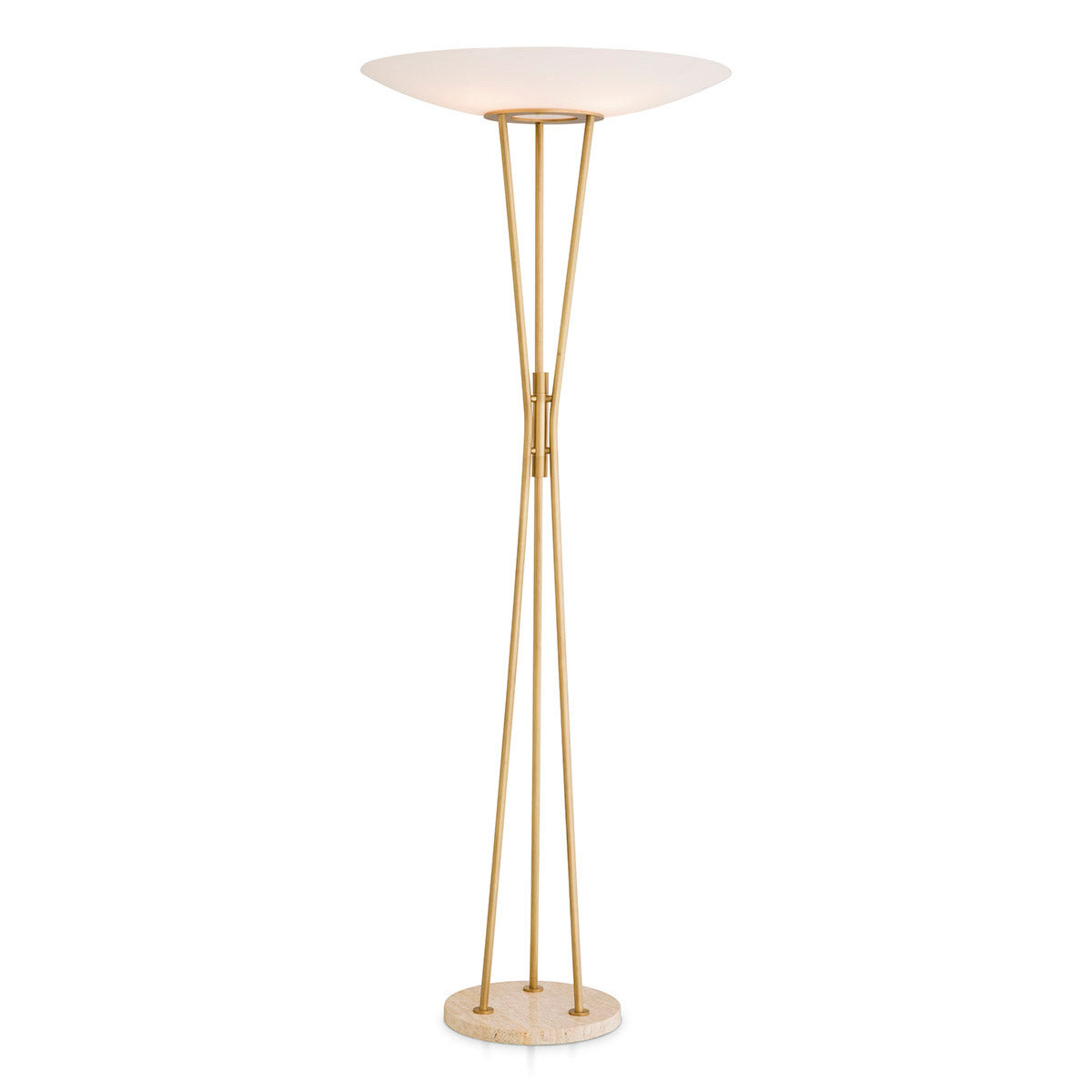 Eichholtz Floor Lamp Collina Floor Lamp Collina emits a stylish Mid-century Modern Tone. Its round travertine base with three
