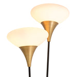 Eichholtz Floor Lamp Duco glass shade. Provided with an antique brass finish and delicately displayed on a base of